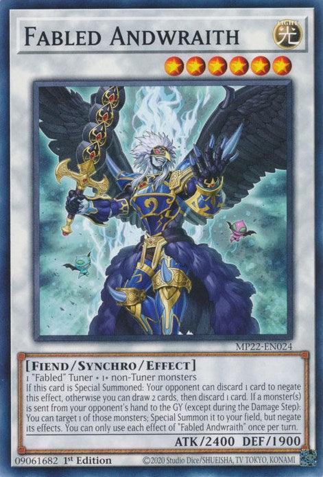 1st Edition, 2022 Tin of the Pharaoh's Gods, Common, Fiend, Light, Synchro/Effect Monster Fabled Andwraith [MP22-EN024] Common - Trading Card World