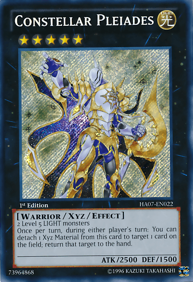 1st Edition, Hidden Arsenal 7: Knight of Stars, Light, Secret Rare, Unlimited, Warrior, Xyz/Effect Monster Constellar Pleiades [HA07-EN022] Secret Rare - Trading Card World