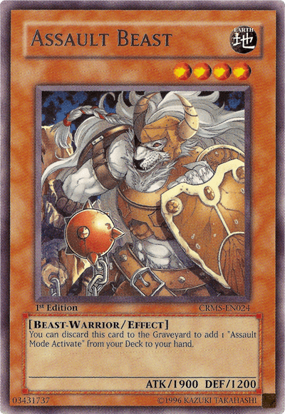 1st Edition, Beast-Warrior, Crimson Crisis, Earth, Effect Monster, Rare, Unlimited Assault Beast [CRMS-EN024] Rare - Trading Card World