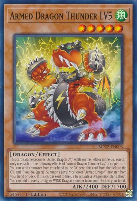 1st Edition, 2022 Tin of the Pharaoh's Gods, Common, Dragon, Effect Monster, Wind Armed Dragon Thunder LV5 [MP22-EN003] Common - Trading Card World