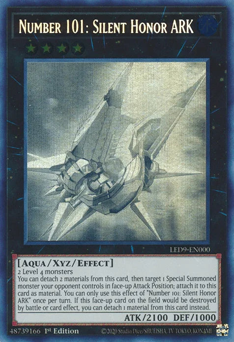 1st Edition, Aqua, Ghost Rare, Legendary Duelists: Duels From the Deep, Water, Xyz/Effect Monster Number 101: Silent Honor ARK [LED9-EN000] Ghost Rare - Trading Card World