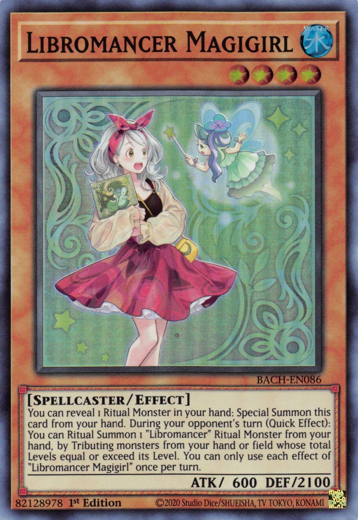1st Edition, Battle of Chaos, Effect Monster, Spellcaster, Super Rare, Water Libromancer Magigirl [BACH-EN086] Super Rare - Trading Card World