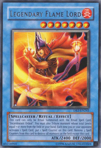 Dark Revelation Volume 1, Fire, Rare, Ritual/Effect Monster, Spellcaster, Unlimited Legendary Flame Lord [DR1-EN243] Rare - Trading Card World