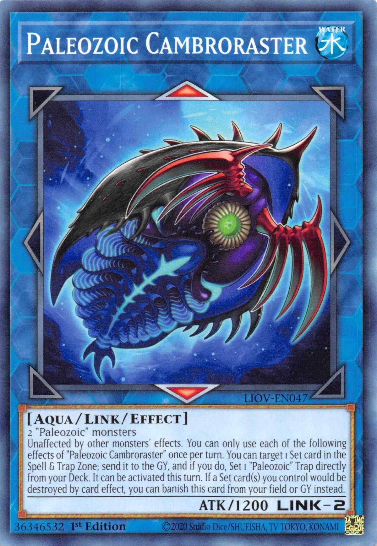 1st Edition, Aqua, Common, Lightning Overdrive, Link/Effect Monster, Water Paleozoic Cambroraster [LIOV-EN047] Common - Trading Card World
