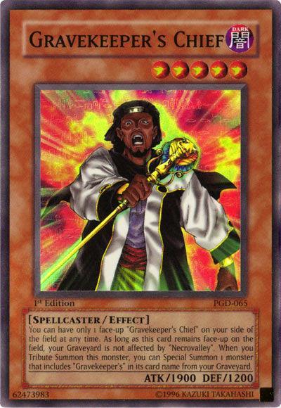 1st Edition, Dark, Effect Monster, Pharaonic Guardian, Spellcaster, Super Rare, Unlimited Gravekeeper's Chief [PGD-065] Super Rare - Trading Card World