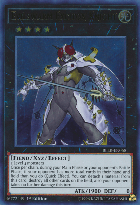 1st Edition, Battles of Legend: Light's Revenge, Fiend, Light, Ultra Rare, Xyz/Effect Monster Evilswarm Exciton Knight [BLLR-EN068] Ultra Rare - Trading Card World