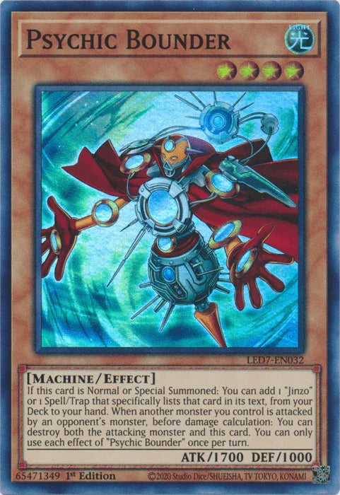 1st Edition, Effect Monster, Legendary Duelists: Rage of Ra, Light, Machine, Super Rare, Unlimited Psychic Bounder [LED7-EN032] Super Rare - Trading Card World