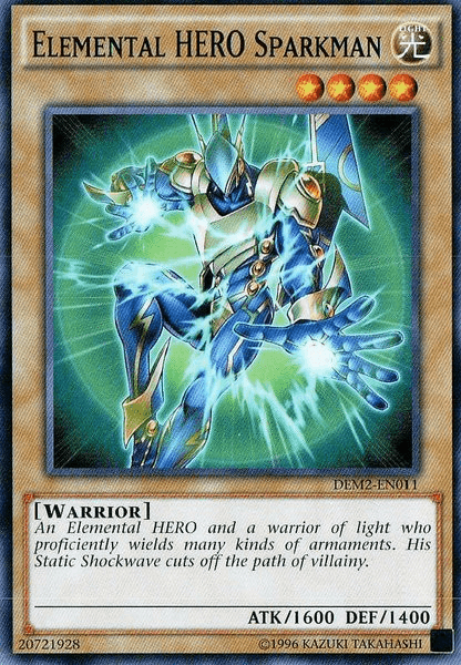 Common, Demo Deck 2015, Light, Normal Monster, Unlimited, Warrior Elemental Hero Sparkman [DEM2-EN011] Common - Trading Card World