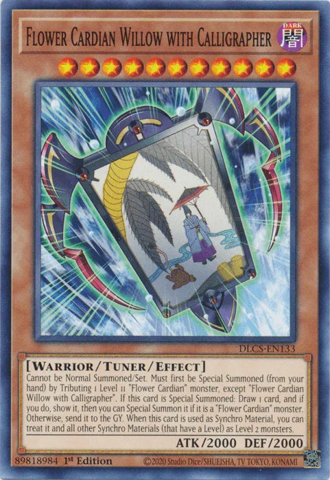 1st Edition, Common, Dark, Dragons of Legend: The Complete Series, Tuner/Effect Monster, Warrior Flower Cardian Willow with Calligrapher [DLCS-EN133] Common - Trading Card World