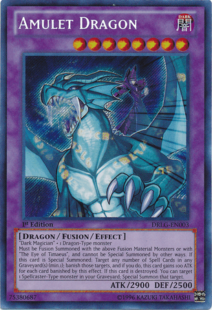 1st Edition, Dark, Dragon, Dragons of Legend, Fusion/Effect Monster, Secret Rare, Unlimited Amulet Dragon [DRLG-EN003] Secret Rare - Trading Card World