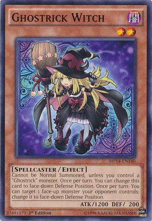 1st Edition, 2014 Mega-Tins Mega Pack, Common, Dark, Effect Monster, Spellcaster Ghostrick Witch [MP14-EN140] Common - Trading Card World