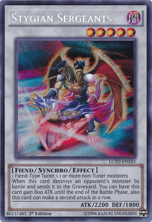 1st Edition, Dark, Fiend, Legendary Collection 5D's, Secret Rare, Synchro/Effect Monster Stygian Sergeants [LC5D-EN243] Secret Rare - Trading Card World