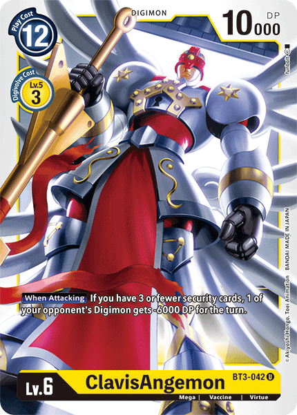 BT3-042, Digimon, Mega, Release Special Booster Ver.1.5, Uncommon, Vaccine, Virtue, Yellow ClavisAngemon [BT3-042] [Release Special Booster Ver.1.5] - Trading Card World