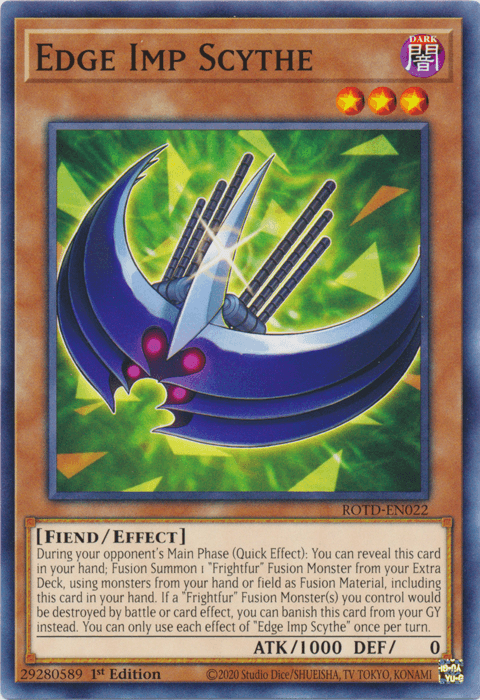 1st Edition, Common, Dark, Effect Monster, Fiend, Rise of the Duelist Edge Imp Scythe [ROTD-EN022] Common - Trading Card World