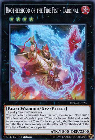 1st Edition, Beast-Warrior, Fire, Fists of the Gadgets, Super Rare, Xyz/Effect Monster Brotherhood of the Fire Fist - Cardinal [FIGA-EN026] Super Rare - Trading Card World