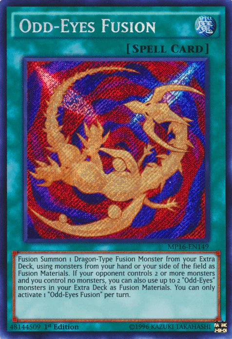 1st Edition, 2016 Mega-Tins Mega Pack, Normal Spell, Secret Rare, Spell, Unlimited Odd-Eyes Fusion [MP16-EN149] Secret Rare - Trading Card World