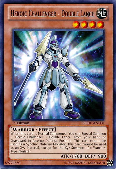 1st Edition, Earth, Effect Monster, Rare, Return of the Duelist, Unlimited, Warrior Heroic Challenger - Double Lance [REDU-EN008] Rare - Trading Card World