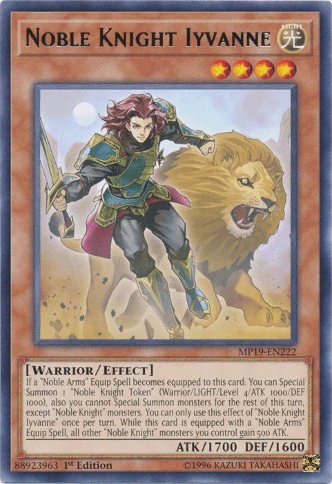 1st Edition, 2019 Gold Sarcophagus Tin Mega Pack, Effect Monster, Light, Rare, Unlimited, Warrior Noble Knight Iyvanne [MP19-EN222] Rare - Trading Card World