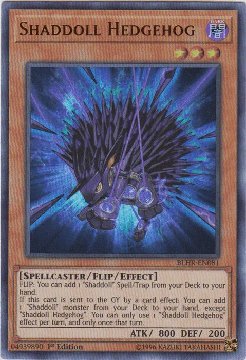 1st Edition, Battles of Legend: Hero's Revenge, Dark, Flip/Effect Monster, Spellcaster, Ultra Rare Shaddoll Hedgehog [BLHR-EN081] Ultra Rare - Trading Card World