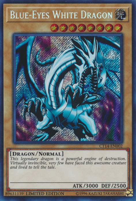 2017 Mega-Tins, Dragon, Light, Limited, Normal Monster, Secret Rare Blue-Eyes White Dragon [CT14-EN002] Secret Rare - Trading Card World