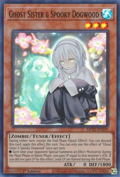 1st Edition, 2022 Tin of the Pharaoh's Gods, Super Rare, Tuner/Effect Monster, Water, Zombie Ghost Sister & Spooky Dogwood [MP22-EN259] Super Rare - Trading Card World