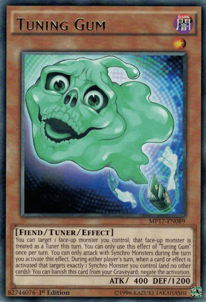 1st Edition, 2017 Mega-Tins Mega Pack, Dark, Fiend, Rare, Tuner/Effect Monster Tuning Gum [MP17-EN089] Rare - Trading Card World
