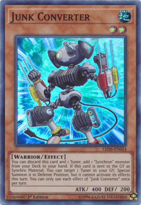 1st Edition, Earth, Effect Monster, Legendary Duelists: Magical Hero, Super Rare, Unlimited, Warrior Junk Converter [LED6-EN024] Super Rare - Trading Card World
