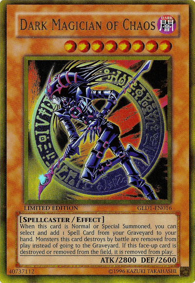 Dark, Effect Monster, Gold Rare, Gold Series 2008, Limited, Spellcaster Dark Magician of Chaos [GLD1-EN016] Gold Rare - Trading Card World