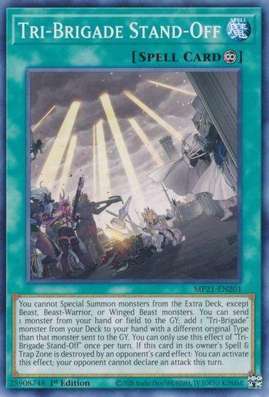 1st Edition, 2021 Tin of Ancient Battles, Common, Continuous Spell, Spell Tri-Brigade Stand-Off [MP21-EN201] Common - Trading Card World