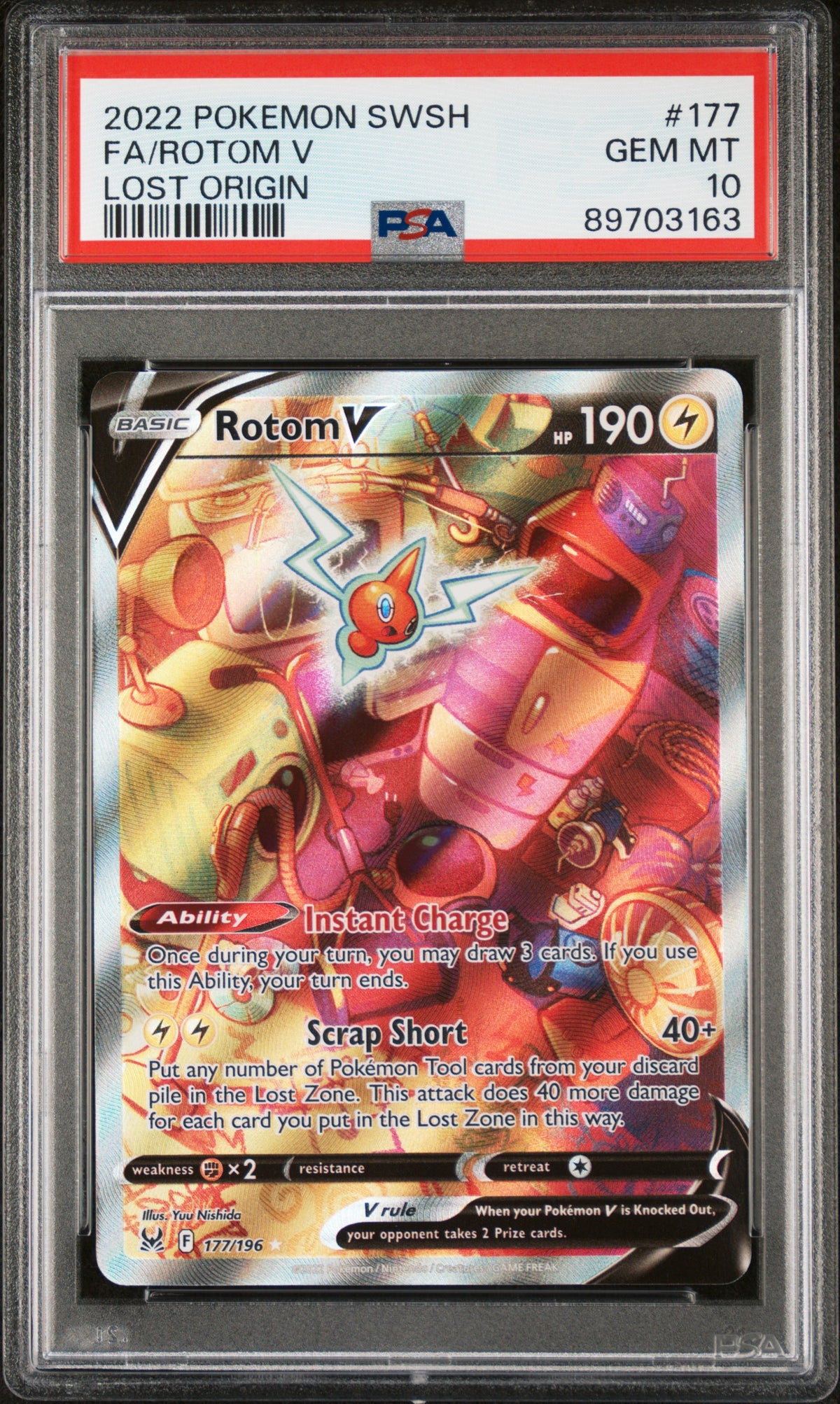 PSA 10 Full Art/rotom V #177 · Lost Origin · 2022 — front