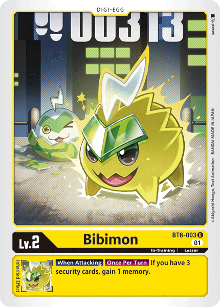 BT6-003, Digi-Egg, Double Diamond, In-Training, Lesser, Uncommon, Yellow Bibimon [BT6-003] [Double Diamond] - Trading Card World