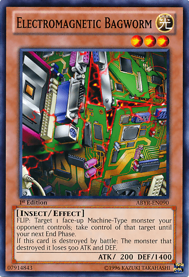 1st Edition, Abyss Rising, Common, Effect Monster, Insect, Light, Unlimited Electromagnetic Bagworm [ABYR-EN090] Common - Trading Card World