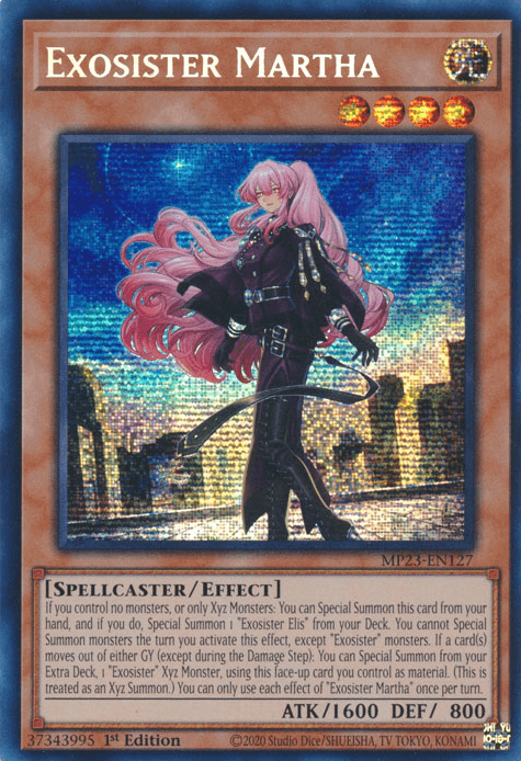 1st Edition, Dueling Heroes Collectors Tin - Mega Pack (25th Anniversary Edition), Effect Monster, Light, Prismatic Secret Rare, Spellcaster Exosister Martha [MP23-EN127] Prismatic Secret Rare - Trading Card World