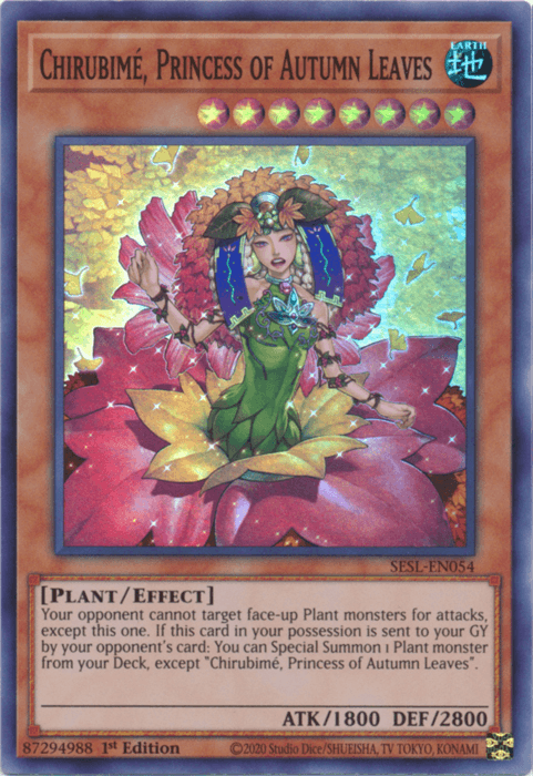 1st Edition, Earth, Effect Monster, Plant, Secret Slayers, Super Rare Chirubime, Princess of Autumn Leaves [SESL-EN054] Super Rare - Trading Card World