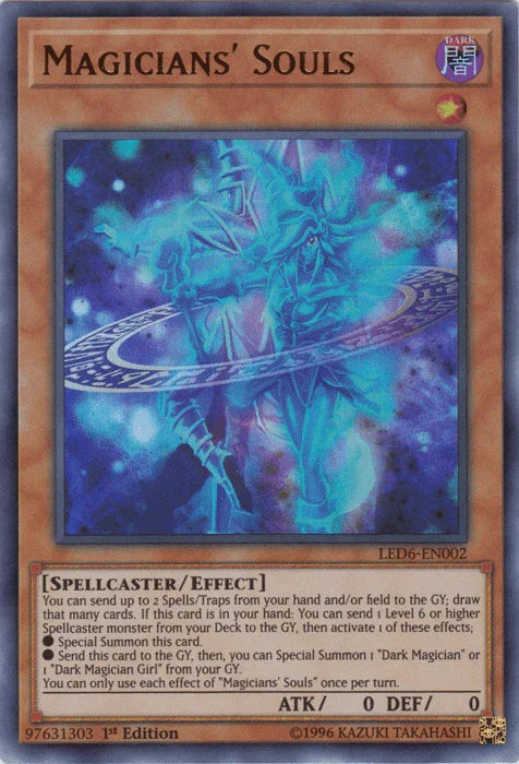 1st Edition, Dark, Effect Monster, Legendary Duelists: Magical Hero, Spellcaster, Ultra Rare, Unlimited Magicians' Souls [LED6-EN002] Ultra Rare - Trading Card World
