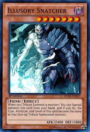 1st Edition, Dark, Effect Monster, Fiend, Return of the Duelist, Super Rare, Unlimited Illusory Snatcher [REDU-EN037] Super Rare - Trading Card World