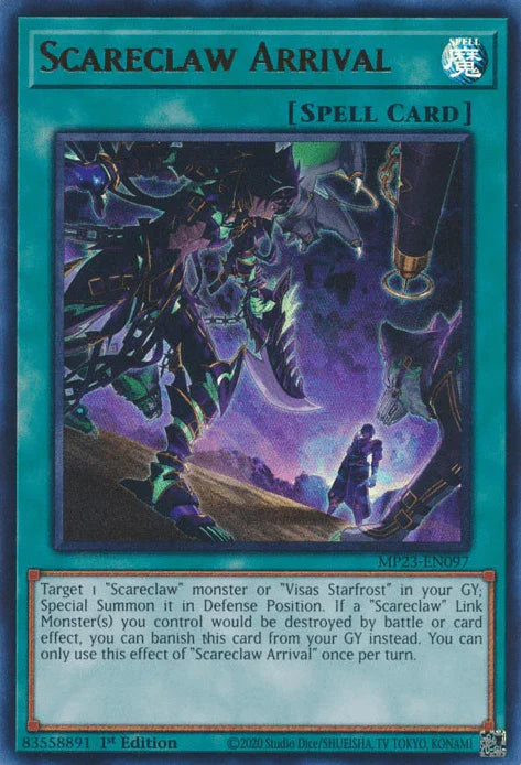 1st Edition, Dueling Heroes Collectors Tin - Mega Pack (25th Anniversary Edition), Normal Spell, Spell, Ultra Rare Scareclaw Arrival [MP23-EN097] Ultra Rare - Trading Card World