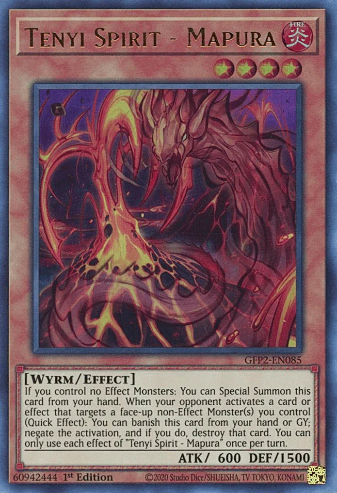 1st Edition, Effect Monster, Fire, Ghosts From the Past: The 2nd Haunting, Ultra Rare, Wyrm Tenyi Spirit - Mapura [GFP2-EN085] Ultra Rare - Trading Card World