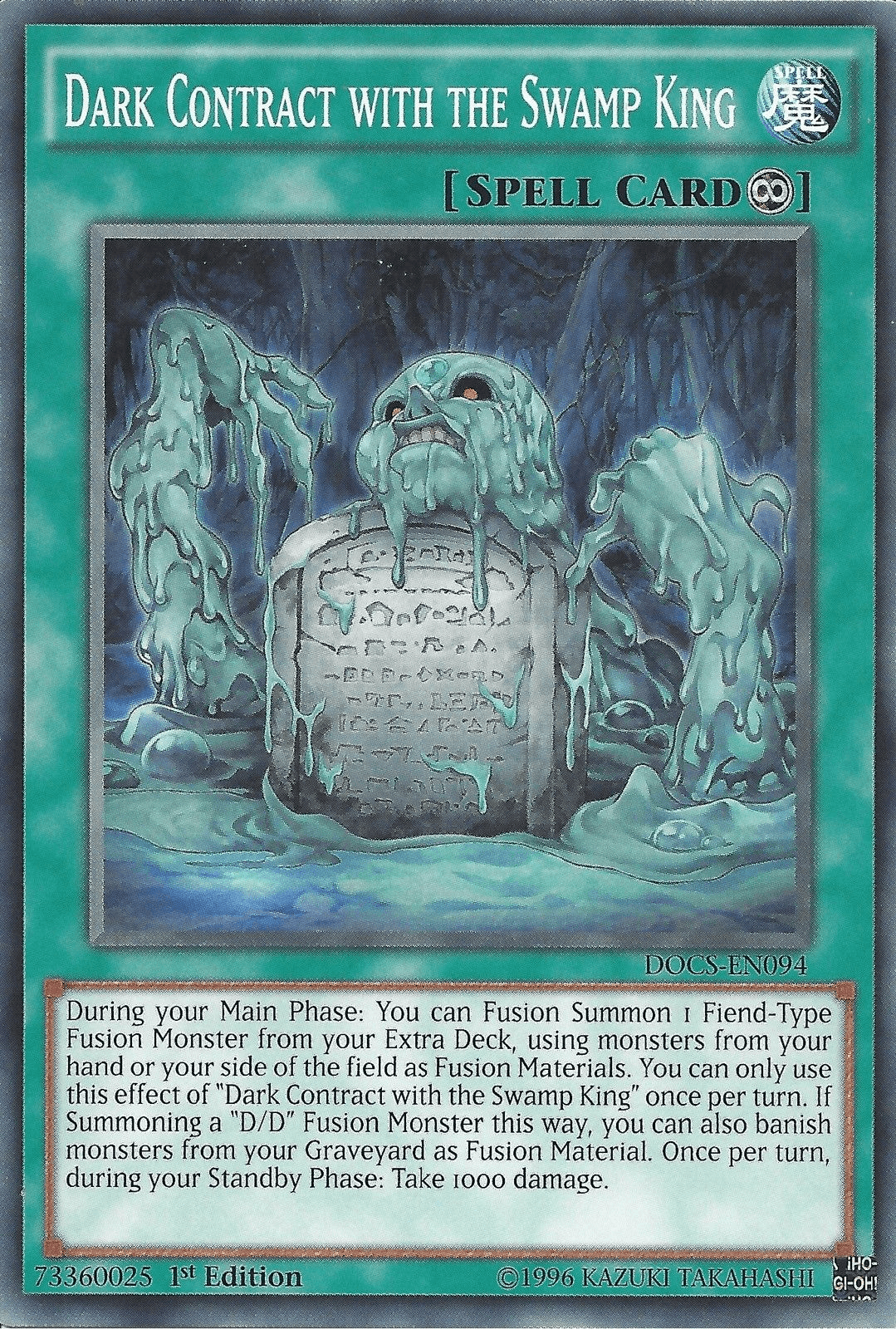 1st Edition, Common, Continuous Spell, Dimension of Chaos, Spell, Unlimited Dark Contract with the Swamp King [DOCS-EN094] Common - Trading Card World