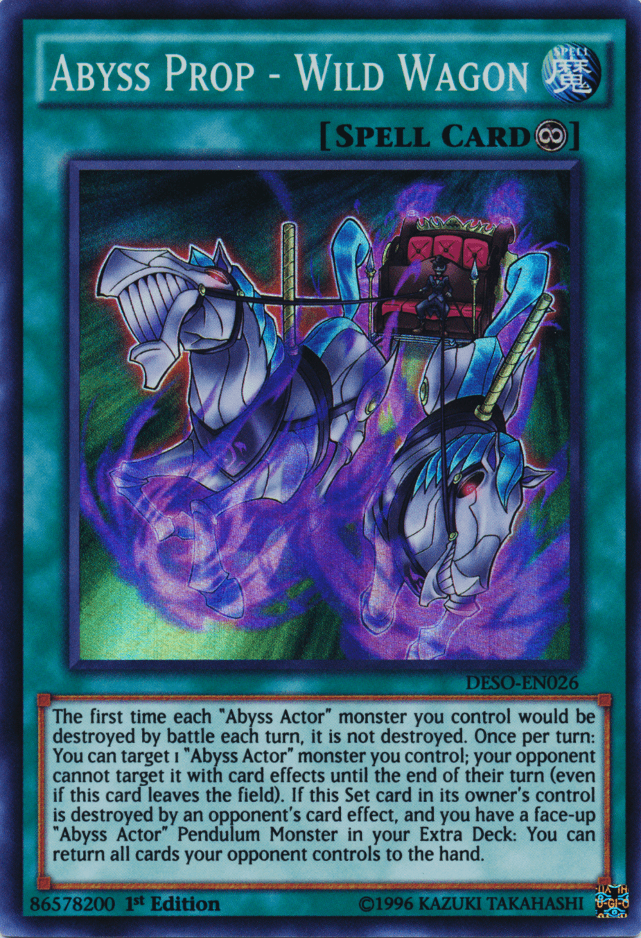 1st Edition, Continuous Spell, Destiny Soldiers, Spell, Super Rare Abyss Prop - Wild Wagon [DESO-EN026] Super Rare - Trading Card World