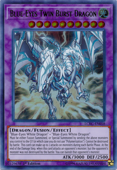 1st Edition, Dragon, Fusion/Effect Monster, Legendary Collection Kaiba, Light, Ultra Rare, Unlimited Blue-Eyes Twin Burst Dragon [LCKC-EN058] Ultra Rare - Trading Card World