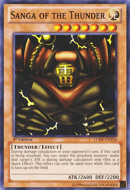 1st Edition, Common, Effect Monster, Legendary Collection 4: Joey's World, Light, Thunder Sanga of the Thunder [LCJW-EN224] Common - Trading Card World