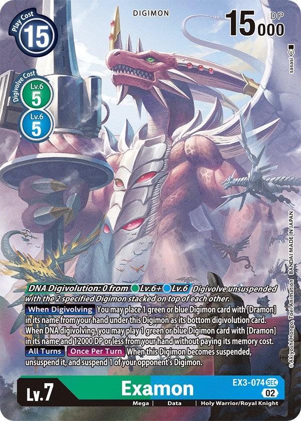 Blue;Green, Data, Digimon, Draconic Roar, EX3-074, Holy Warrior/Royal Knight, Mega, Secret Rare Examon [EX3-074] (Alternate Art) [Draconic Roar] - Trading Card World
