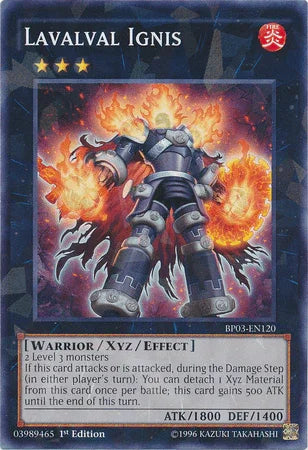 1st Edition, Battle Pack 3: Monster League, Fire, Shatterfoil Rare, Warrior, Xyz/Effect Monster Lavalval Ignis [BP03-EN120] Shatterfoil Rare - Trading Card World