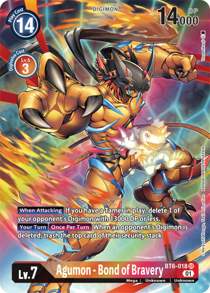 BT6-018, Digimon, Double Diamond, Mega, Red, Super Rare, Unknown Agumon - Bond of Bravery [BT6-018] (Alternate Art) [Double Diamond] - Trading Card World