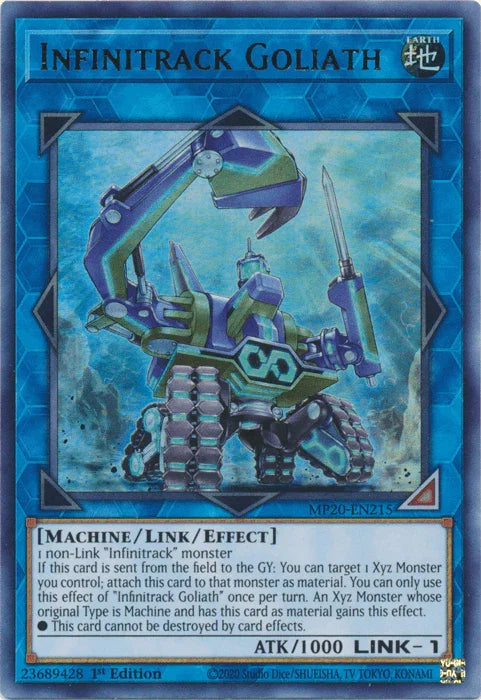1st Edition, 2020 Tin of Lost Memories, Earth, Link/Effect Monster, Machine, Ultra Rare Infinitrack Goliath [MP20-EN215] Ultra Rare - Trading Card World