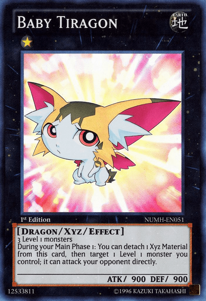 1st Edition, Dragon, Earth, Number Hunters, Super Rare, Unlimited, Xyz/Effect Monster Baby Tiragon [NUMH-EN051] Super Rare - Trading Card World