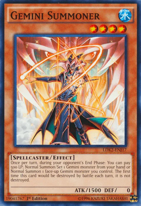 1st Edition, Common, Effect Monster, Legendary Decks II, Spellcaster, Unlimited, Water Gemini Summoner [LDK2-ENJ17] Common - Trading Card World