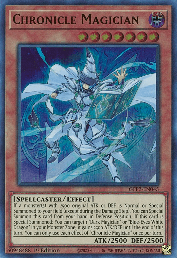 1st Edition, Dark, Effect Monster, Ghosts From the Past: The 2nd Haunting, Spellcaster, Ultra Rare Chronicle Magician [GFP2-EN045] Ultra Rare - Trading Card World