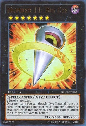 1st Edition, Battle Pack 2: War of the Giants - Round 2, Dark, Spellcaster, Ultra Rare, Xyz/Effect Monster Number 11: Big Eye [BPW2-EN102] Ultra Rare - Trading Card World